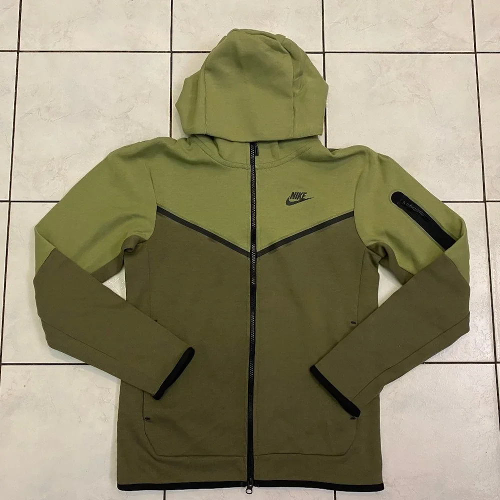 Nike Sportswear Tech Fleece Zip Up Hoodie Alligator Olive Green CU4489-334 Sz S